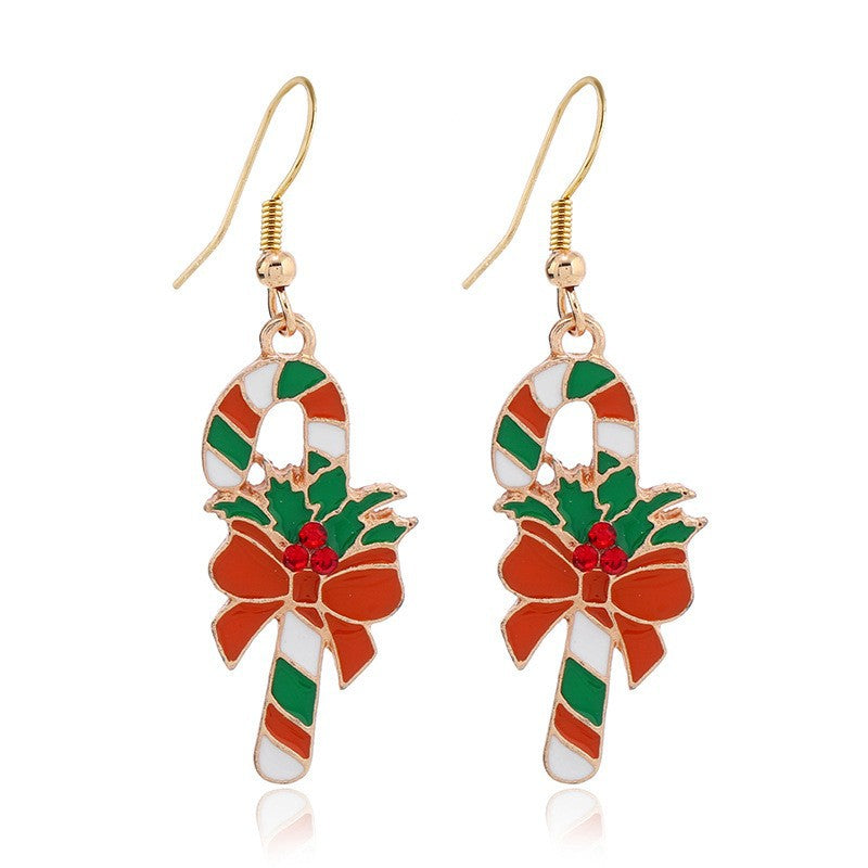 Wholesale Fashion Christmas Cute Cartoon Christmas Tree Bell Light Bulb Snowflake Alloy Earrings